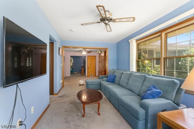 125 Annandale High Bridge Rd, Clinton Twp, NJ 08801 - living room featuring a ceiling fan, carpet flooring, and baseboards