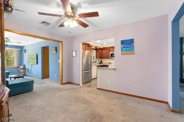 125 Annandale High Bridge Rd, Clinton Twp, NJ 08801 - living room with a ceiling fan, baseboards, and light colored carpet