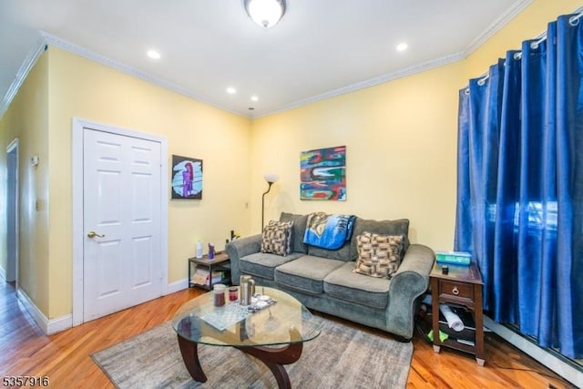 152 Greenwood Ave Unit 2, East Orange City, NJ 07017 - living area featuring crown molding, light wood finished floors, baseboards, and recessed lighting