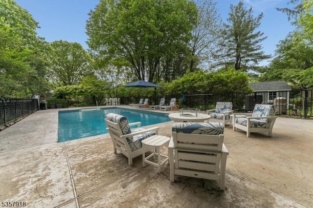 23 Drake Rd, Mendham Boro, NJ 07945 - view of pool featuring a patio and a fenced backyard
