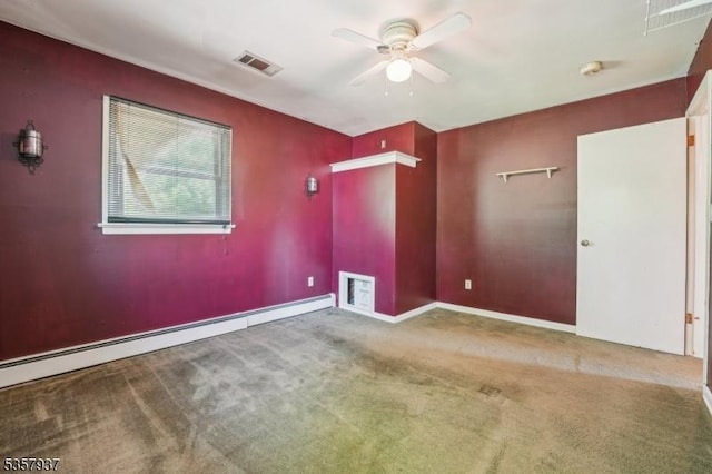 12 Xenia Ct, Mine Hill Twp, NJ 07803 - unfurnished bedroom featuring a baseboard heating unit, carpet, ceiling fan, and baseboards