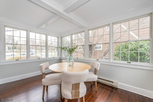 537 Summit Ave, Maplewood Twp, NJ 07040 - sunroom / solarium with a baseboard heating unit, baseboards, healthy amount of natural light, and beam ceiling