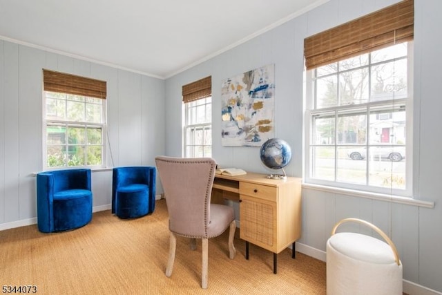 537 Summit Ave, Maplewood Twp, NJ 07040 - office space with ornamental molding, baseboards, and a decorative wall