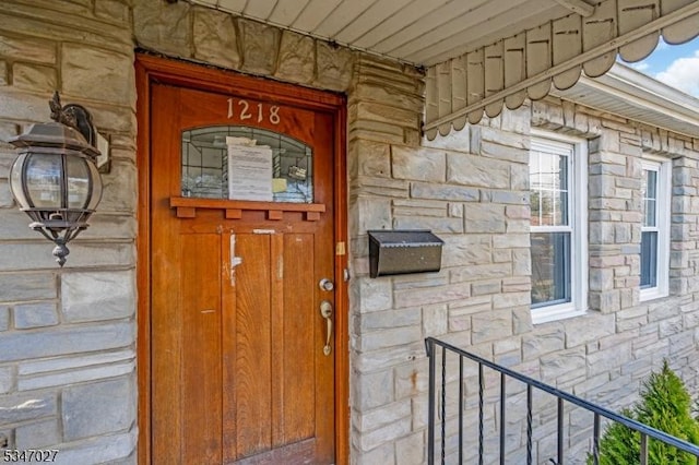 1218 Kline Pl, Rahway City, NJ 07065 - view of exterior entry with stone siding