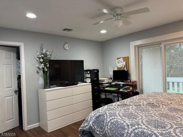 64 Dater St, North Haledon Boro, NJ 07508 - bedroom with dark wood-style floors, recessed lighting, and ceiling fan