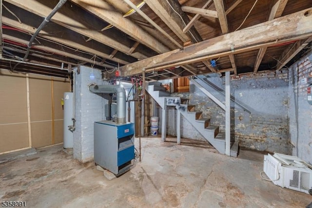 1353 W 3rd St, Plainfield City, NJ 07063 - unfinished basement featuring water heater and stairs