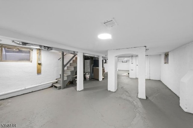 finished below grade area with stairs