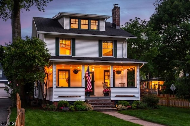 132 Linden Ave, Glen Ridge Boro Twp, NJ 07028 - traditional style home with a chimney and a porch