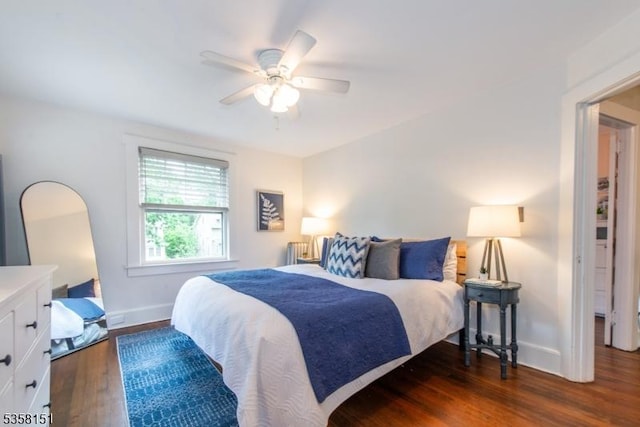 132 Linden Ave, Glen Ridge Boro Twp, NJ 07028 - bedroom featuring dark wood-style floors, baseboards, and a ceiling fan