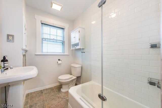 132 Linden Ave, Glen Ridge Boro Twp, NJ 07028 - bathroom featuring baseboards, toilet, bathing tub / shower combination, and a sink
