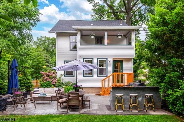 132 Linden Ave, Glen Ridge Boro Twp, NJ 07028 - rear view of house featuring an outdoor living space, a balcony, and a patio