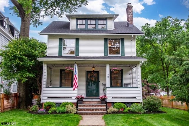 132 Linden Ave, Glen Ridge Boro Twp, NJ 07028 - american foursquare style home with a chimney and a porch