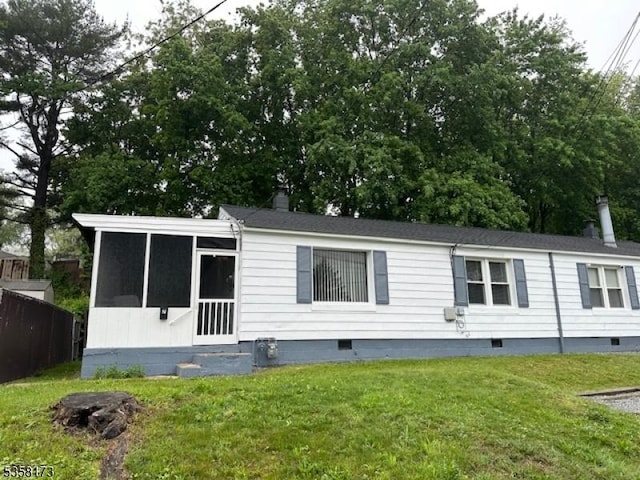 7 Cleveland Ave, Victory Gardens Boro, NJ 07801 - rear view of house with crawl space and a sunroom