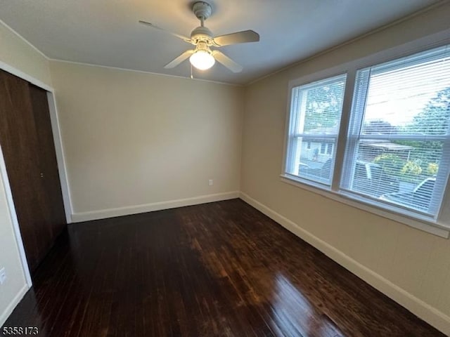 7 Cleveland Ave, Victory Gardens Boro, NJ 07801 - unfurnished room featuring baseboards, wood finished floors, and ceiling fan