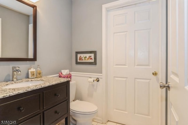 half bathroom with toilet and vanity