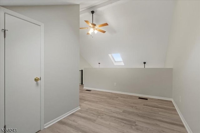 3 Telemark Dr Unit 10, Vernon Twp, NJ 07462 - washroom featuring a skylight, light wood-type flooring, a ceiling fan, and baseboards