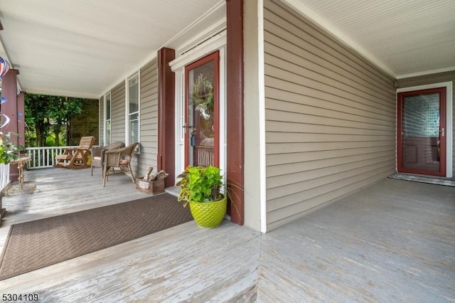 wooden deck with covered porch