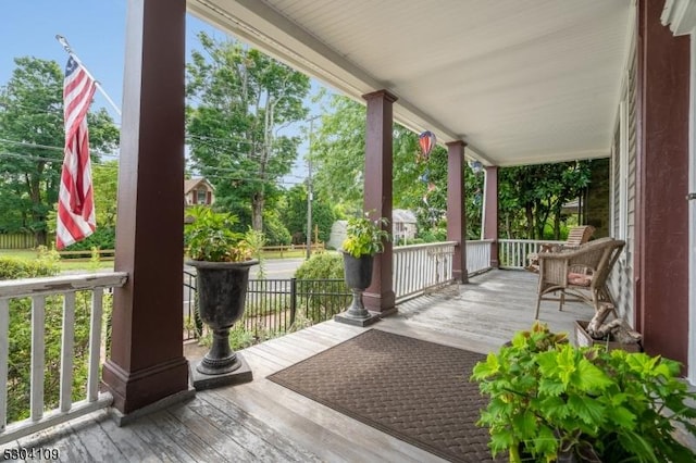 deck with a porch