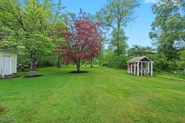 25 Hunter St, Roxbury Twp, NJ 07876 - view of green lawn with an outbuilding