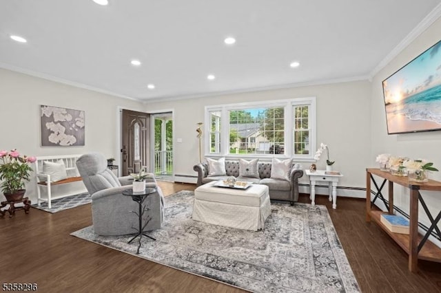 25 Hunter St, Roxbury Twp, NJ 07876 - living area with crown molding, recessed lighting, and wood finished floors