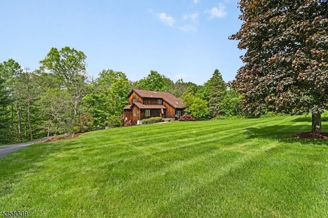 67 Brookwood Rd, Byram Twp, NJ 07874 - view of green lawn with a forest view
