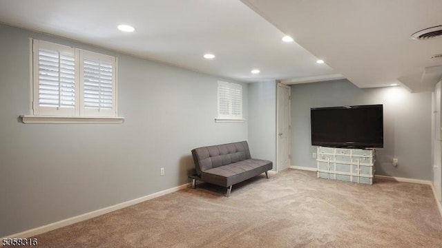 126 Wells St, Westfield Town, NJ 07090 - living area with carpet flooring, recessed lighting, and baseboards
