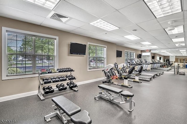 2303 Ambassador Ct Unit 2303, Franklin Twp, NJ 08873 - exercise room featuring baseboards and a drop ceiling
