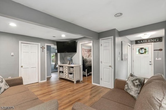 125 Schwarz Blvd, Jefferson Twp, NJ 07849 - living area with light wood-style floors, recessed lighting, and baseboards