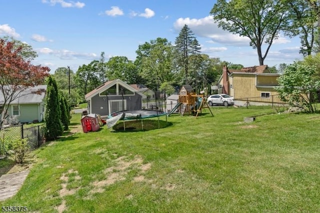 125 Schwarz Blvd, Jefferson Twp, NJ 07849 - view of yard with a trampoline and a playground