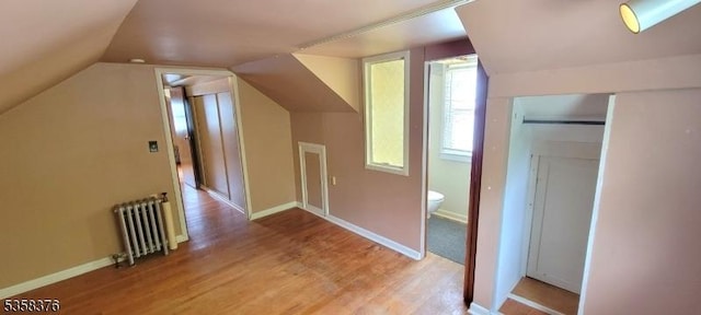 15 Fairfield Ave, Mine Hill Twp, NJ 07801 - bonus room with radiator, vaulted ceiling, light wood-type flooring, and baseboards