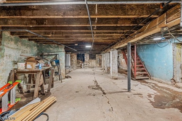 316-318 John St, Elizabeth City, NJ 07202 - unfinished below grade area with stairway and water heater