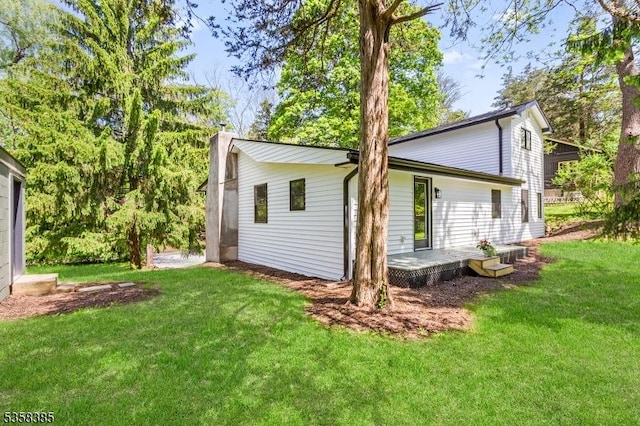926 Cedar Dr, Stillwater Twp, NJ 07860 - view of property exterior featuring a chimney and a lawn