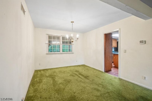 91 Hillcrest Rd, Warren Twp, NJ 07059 - carpeted spare room featuring a chandelier and baseboards