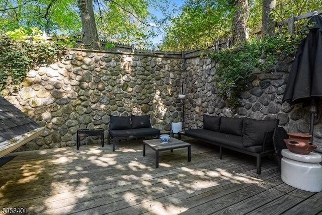 deck with an outdoor living space