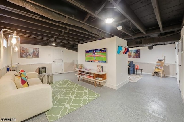 finished basement with baseboards