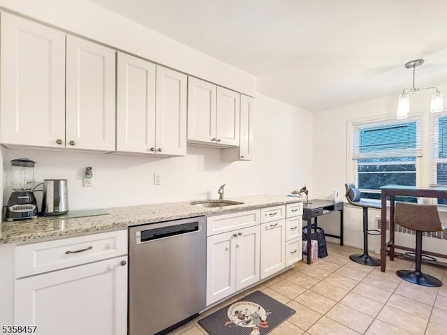 24 Hutton Ave Unit 75, West Orange Twp, NJ 07052 - kitchen with dishwasher, a sink, white cabinets, and light tile patterned floors