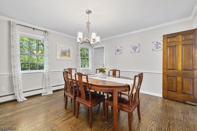 6 Mount Pleasant Rd, Mendham Twp, NJ 07960 - dining space featuring a chandelier, ornamental molding, and wood finished floors