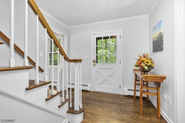6 Mount Pleasant Rd, Mendham Twp, NJ 07960 - foyer featuring stairs, ornamental molding, and wood finished floors
