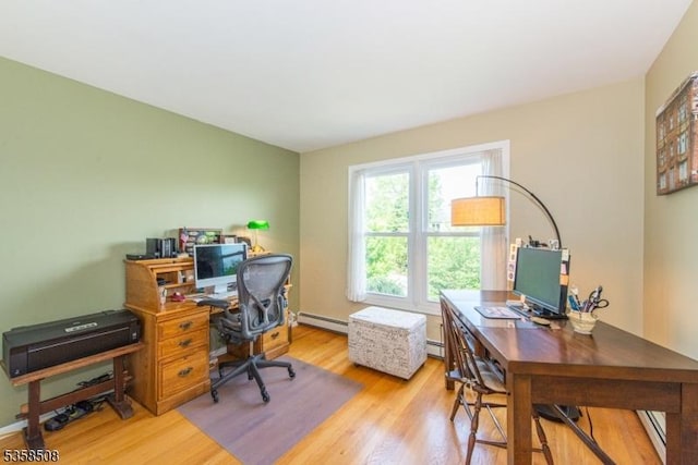 2 Jolie Ct, Boonton Town, NJ 07005 - home office featuring a baseboard radiator and wood finished floors