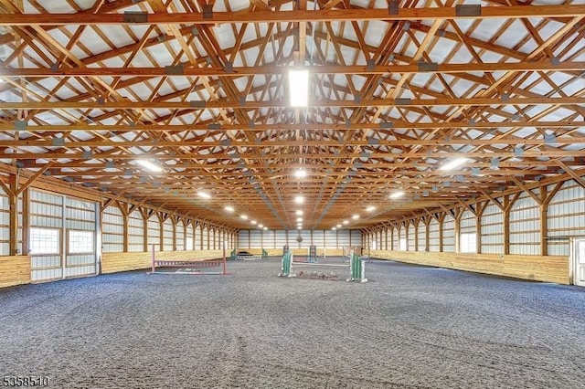 view of indoor horse riding arena