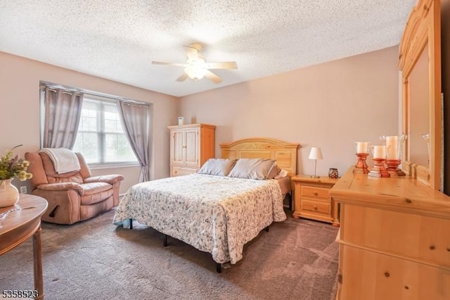 40 Nathan Dr, Old Bridge Twp, NJ 08857 - bedroom featuring dark colored carpet, a textured ceiling, and a ceiling fan
