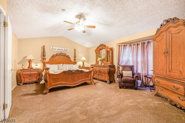 40 Nathan Dr, Old Bridge Twp, NJ 08857 - bedroom featuring carpet flooring, lofted ceiling, a textured ceiling, and ceiling fan