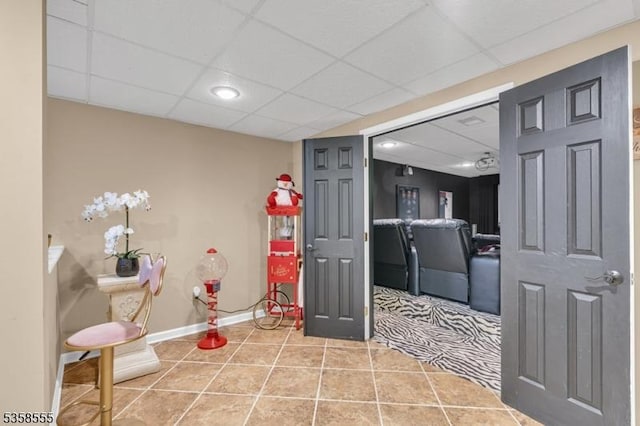 7 Montaine Pl, Clinton Twp, NJ 08833 - bathroom with tile patterned floors, a drop ceiling, and baseboards