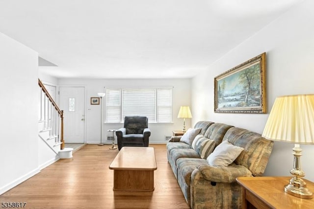 718 Pine St, Roselle Park Boro, NJ 07204 - living room featuring wood finished floors and stairway
