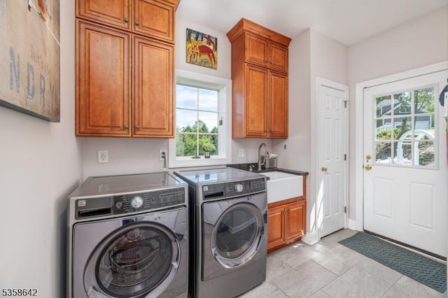 11 Brookside Dr, Peapack Gladstone Boro, NJ 07934 - laundry area featuring cabinet space, washing machine and clothes dryer, and light tile patterned floors