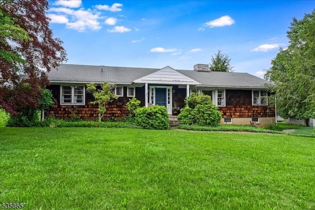 18 Pottersville Rd, Peapack Gladstone Boro, NJ 07934 - single story home with a front lawn and a chimney