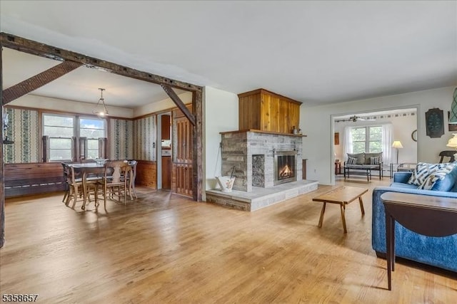 18 Pottersville Rd, Peapack Gladstone Boro, NJ 07934 - living area with a fireplace and light wood-type flooring