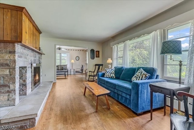 18 Pottersville Rd, Peapack Gladstone Boro, NJ 07934 - living room with light wood-style floors and a fireplace
