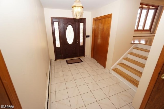 293 Oak Ridge Rd, Clark Twp, NJ 07066 - foyer entrance with stairway and light tile patterned flooring