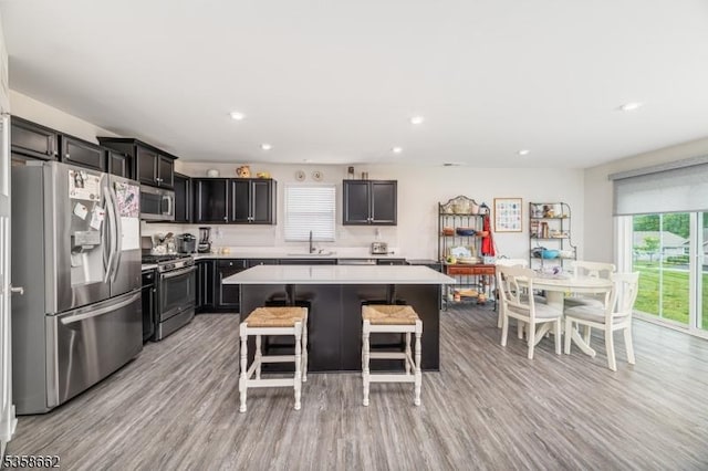 8 Lam Dr, Hardyston Twp, NJ 07419 - kitchen featuring stainless steel appliances, a sink, light wood-style flooring, a center island, and light countertops